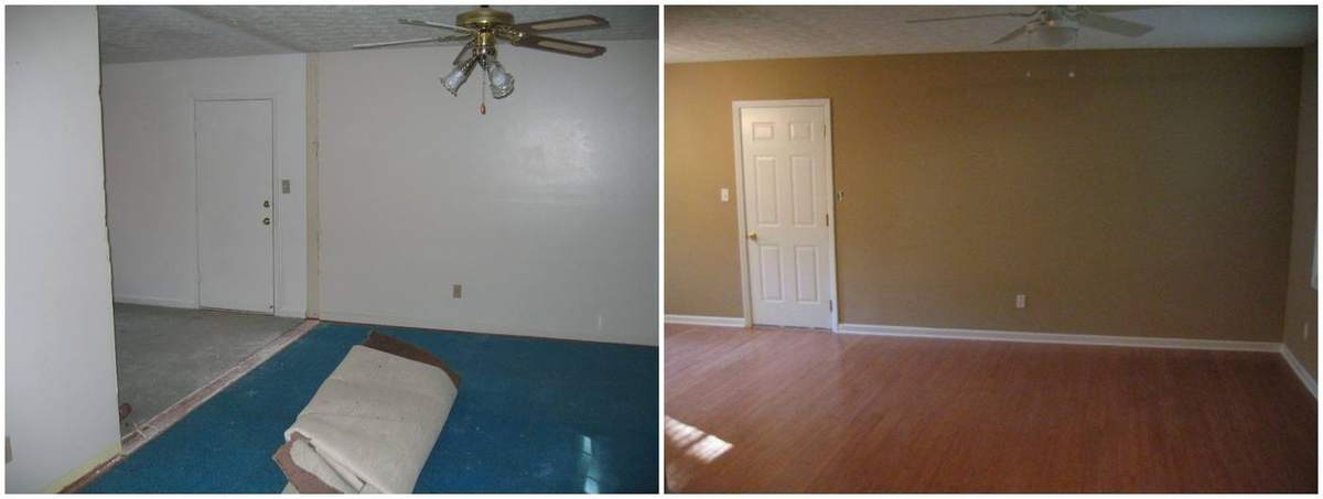 Before and after: Antler Trail Living room (door)