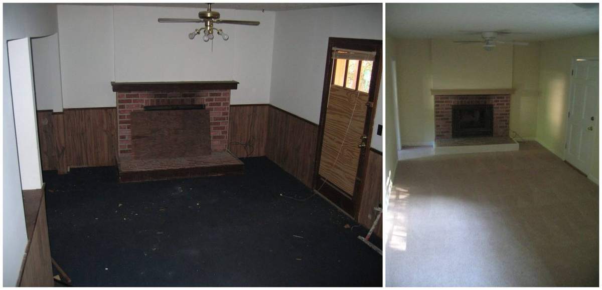 Before and after: Antler Trail Living room (fireplace)