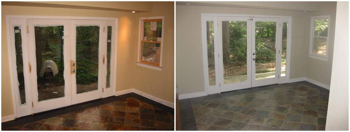Before and after: Reed Rd Living room (French doors)